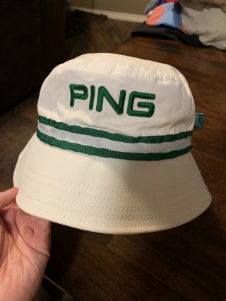 Vintage Ping Golf Boonie Floppy Bucket Hat Fisherman Sun Hat Large White Green