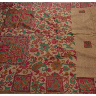 Tcw Vintage Saree 100 Pure Silk Craft Fabric Hand Embroidered Kantha Sari