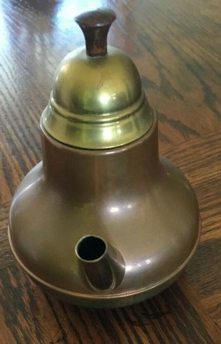 M Vintage Copper And Brass Tea Kettle.  Wrapped Handle.  Made In Holland 3