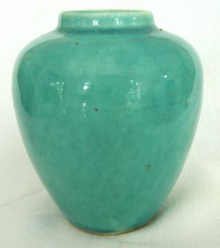 Vintage Nelson Mccoy Usa Pottery Small Oil Jar,  Pot,  Vase,  Aqua Green 4 ",  Signed