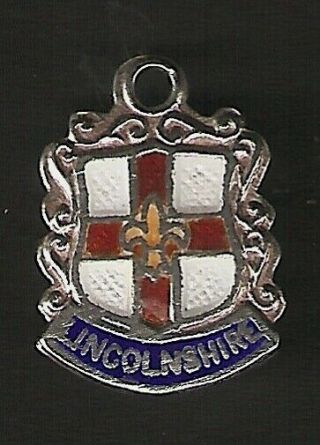 Lincolnshire - Vintage Silver Enamel Souvenir Travel Shield Bracelet Charm.
