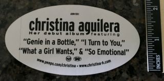 Christina Aguilera Vintage Debut Album PROMO STICKER 1998 2