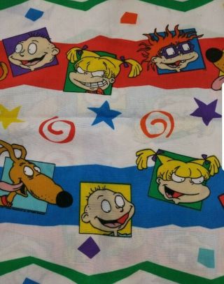 Nickelodeon Rugrats Flat Sheet Pillowcase VTG Twin Size Tommy Chuckie Angelica 2