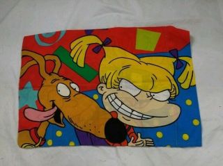 Nickelodeon Rugrats Flat Sheet Pillowcase VTG Twin Size Tommy Chuckie Angelica 5