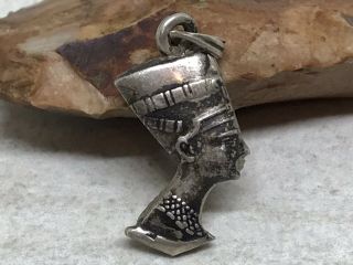 Vintage Hallmarked 800 Silver Queen Nefertiti Charm Pendant