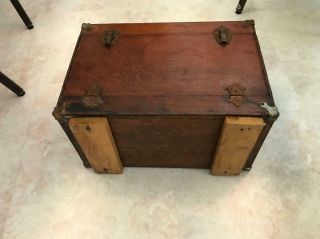 Vintage Handmade Unbranded Wooden Tackle Box Fishing Tackle Wood Hinged 5