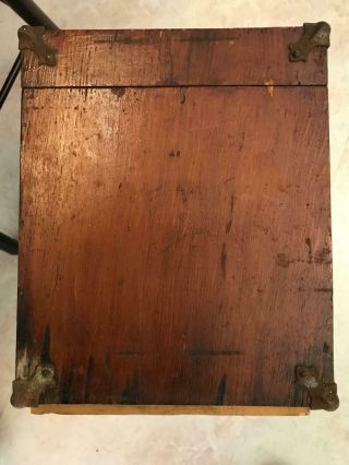 Vintage Handmade Unbranded Wooden Tackle Box Fishing Tackle Wood Hinged 7