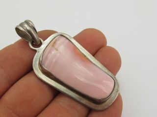 Large Vintage Sterling Silver 925 & Mother Of Pearl Pendant