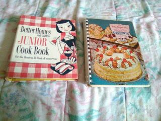 2 Vintage Cookbooks 1950s 1960s Better Homes & Gardens Junior Cookbook.  Desserts