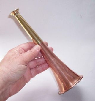 Vintage Copper & Brass Straight Hunting Horn Bugle 8.  25 " Long - Tally Ho