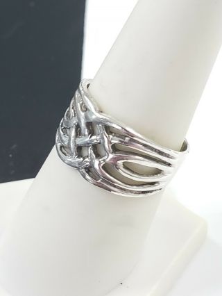 Vintage Sterling Silver Celtic Knotted Band Ring Sz 7.  5 (3.  6 G)