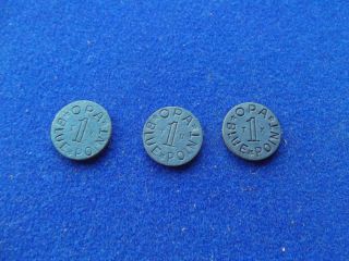 Three X3 Opa Blue Point Token World War Two Wwii Ration Vintage Coin
