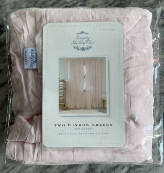 Vintage Simply Shabby Chic Pink Voile Window Sheers