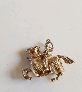 Vintage Silver Charm: Jousting Knight On Horse