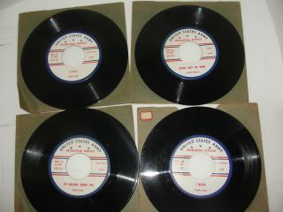 4 Vintage Us Army Recruiting Service 45 Rpm Records - Double Sided - 8 Songs