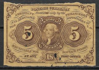 Usa - 1862 Vintage " Fractional Currency First Issue Five Cents "