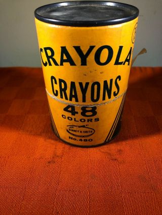 Vintage Crayola Crayons 48 Colors Round Container No.  480 Binney & Smith