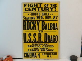 Vintage Rocky Balboa " Fight Of The Century " Cinema Fight Card