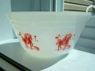 Vintage Federal Milk Glass Circus Bowl Red Carousel Horses Smallest Size 5 "