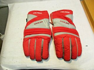 Vintage Polaris " Sizzler " Snowmobile Gloves Size Large In Good Shape Nr