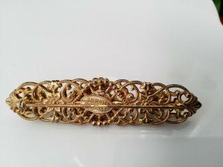 Stunning vintage signed MIRIAM HASKELL gold tone rhinestone cabochon bar brooch 5