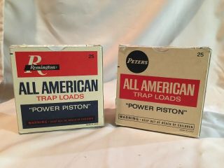 Empty Vintage Remington And Peters All American 12 Ga.  Shot Shell Box/ammo Boxes
