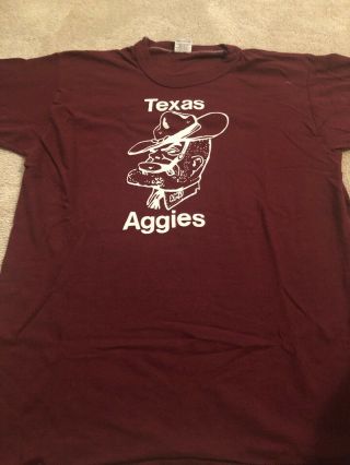 Vintage Texas Aggies T - Shirt Real Vintage Size Medium.