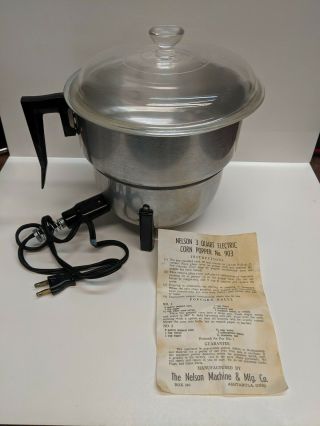 Vintage Nelson Machine & Mfg Co 903 3 Quart Popcorn Popper Atomic Retro