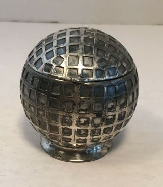 Vintage Large Silver Plated Golf Ball Shape Trinket Box