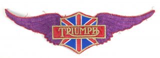 Vintage Triumph Motorcycle Jacket Embroidered Patch 1960s? England Union Jack