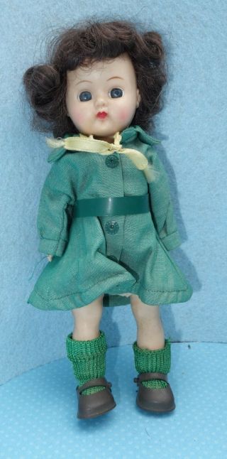 Ginger Doll,  Girl Scout In Green Dress,  Hard Plastic 7 1/2 " Vtg 1950s