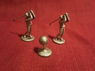 Vintage Miniature Pewter Golfer And Golf Ball Figures - 3 Piece Set