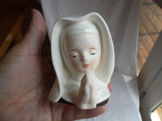 Vintage Enesco Lady Head Vase,  Praying Nun,  Religious Bud Vase,  Japan