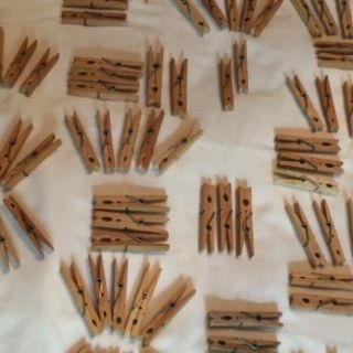 100 Vintage Wooden Clip Clothes Pins