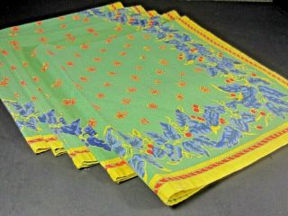 Vintage Cloth Napkins Set Of 5 100 Cotton,  Made In India 19 " X19 " Exc.  Cond