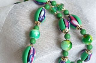 VINTAGE JEWELLERY ART DECO 1930S GREEN MULT COLOURED STUNNING NECKLACE 3