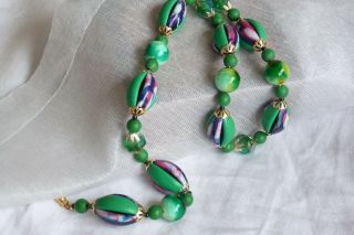 VINTAGE JEWELLERY ART DECO 1930S GREEN MULT COLOURED STUNNING NECKLACE 4