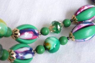 VINTAGE JEWELLERY ART DECO 1930S GREEN MULT COLOURED STUNNING NECKLACE 5