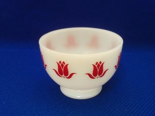 Vintage Fire - King " Tulip " 13oz.  Cottage Cheese Footed Bowl 1957 - 1958 Red Tulips