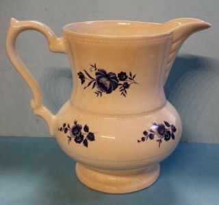 Vintage Lord Nelson Pottery England White with Blue Floral Pitcher 12 - 72 Crazing 3