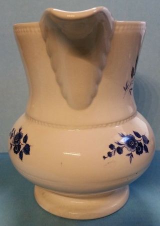 Vintage Lord Nelson Pottery England White with Blue Floral Pitcher 12 - 72 Crazing 4