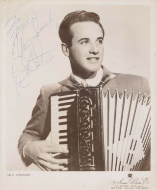 Dick Contino Vintage Signed Photo Autograph Accordionist And Singer