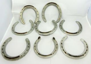 8 Vintage Aluminum Horse Shoes Ready For Crafts Thoro Bred 3,  4,  5 Usa 1