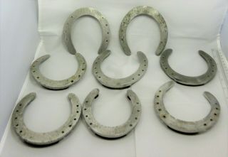 8 Vintage Aluminum Horse Shoes Ready For Crafts Thoro Bred 3,  4,  5 USA 1 2