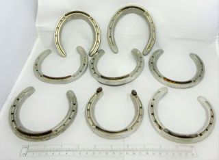 8 Vintage Aluminum Horse Shoes Ready For Crafts Thoro Bred 3,  4,  5 USA 1 3