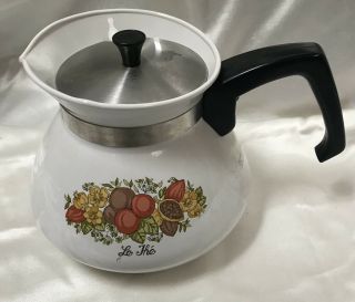 Teapot Spice of Life Teapot w/ Metal Lid Vintage Corning Ware 3