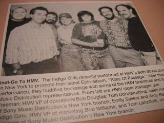 Indigo Girls At Hmv In York Vintage Music Biz Promo Pic With Text