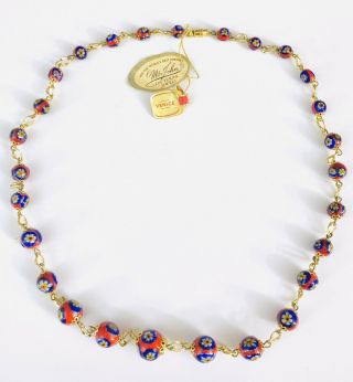 Vtg 1950’s Couturier Jewels By Mr.  John Venetian Millefiori Glass Bead Necklace