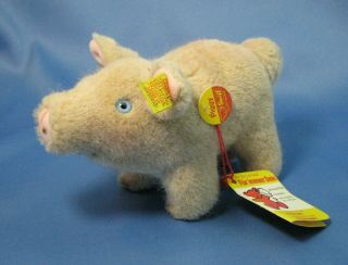 Vintage Steiff Piggy The Pig 1505/10 With Button & Tag Germany