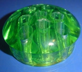 Green - - Glass Vintage Flower Frog - - 11 holes - - 3 - 1/4 